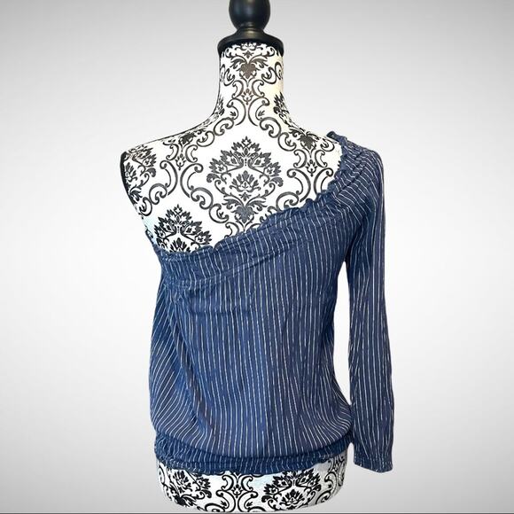American Eagle Outfitters One Shoulder Striped Blouse size S - Picture 2 of 10